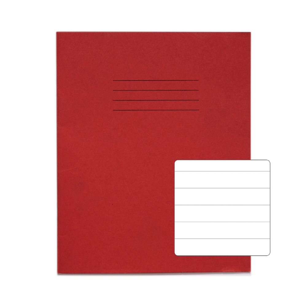 Exercise Book 48 Page 8 x 6.5 Ruled 12mm Red Cover Box 100