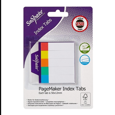 Snopake Re-positionable Index Tab Pagemarkers, 50 x 12mm, Pack 250