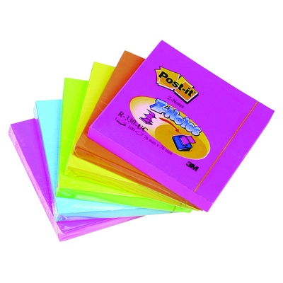 Post-it� Z Notes, 76 x 76mm, Assorted Neon, Pack 6