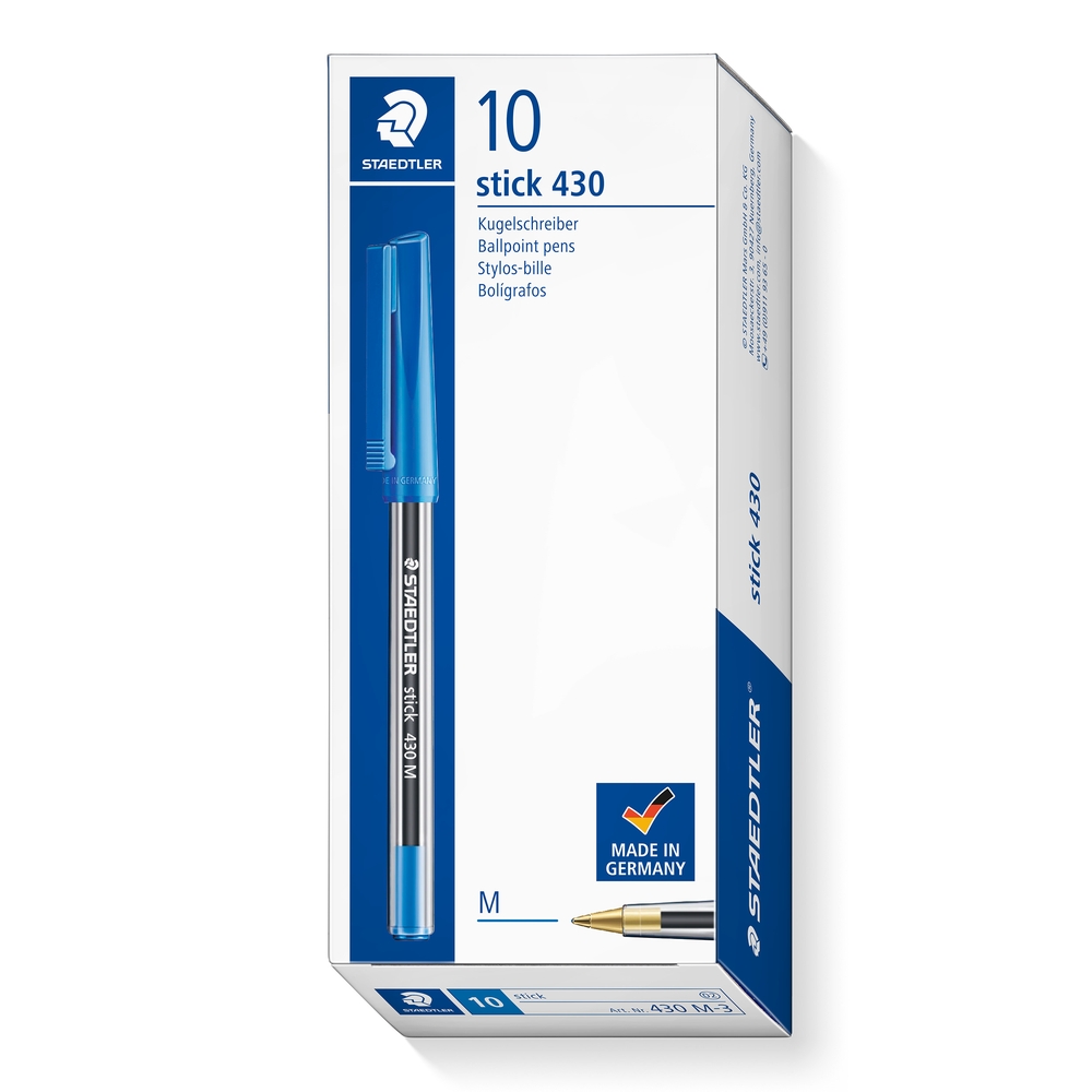 Staedtler Stick Ballpoint Pens, Blue, Pack 10