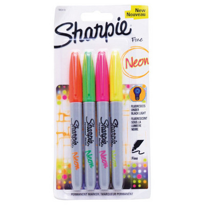 Sharpie Fine Neon Permanent Markers Assorted Pack 4