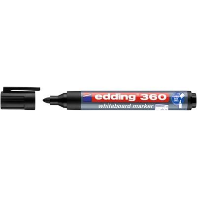 edding 360 Drywipe Markers, Bullet Tip, Black, Pack of 10