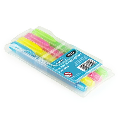Pen Style Highlighters Asst colours Pack of 4