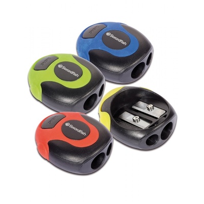 Double Hole Soft Grip Pencil Sharpeners Assorted Tub 30