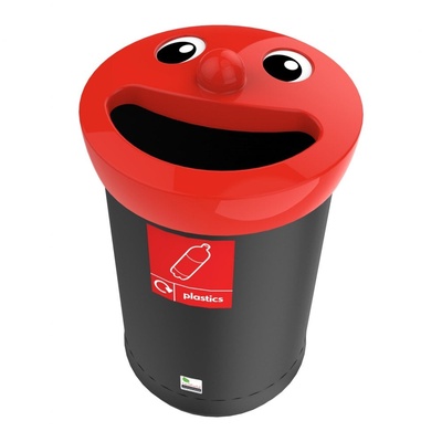 Smiley Face Plastic Bottle Recycling Bin Red Each 52ltr