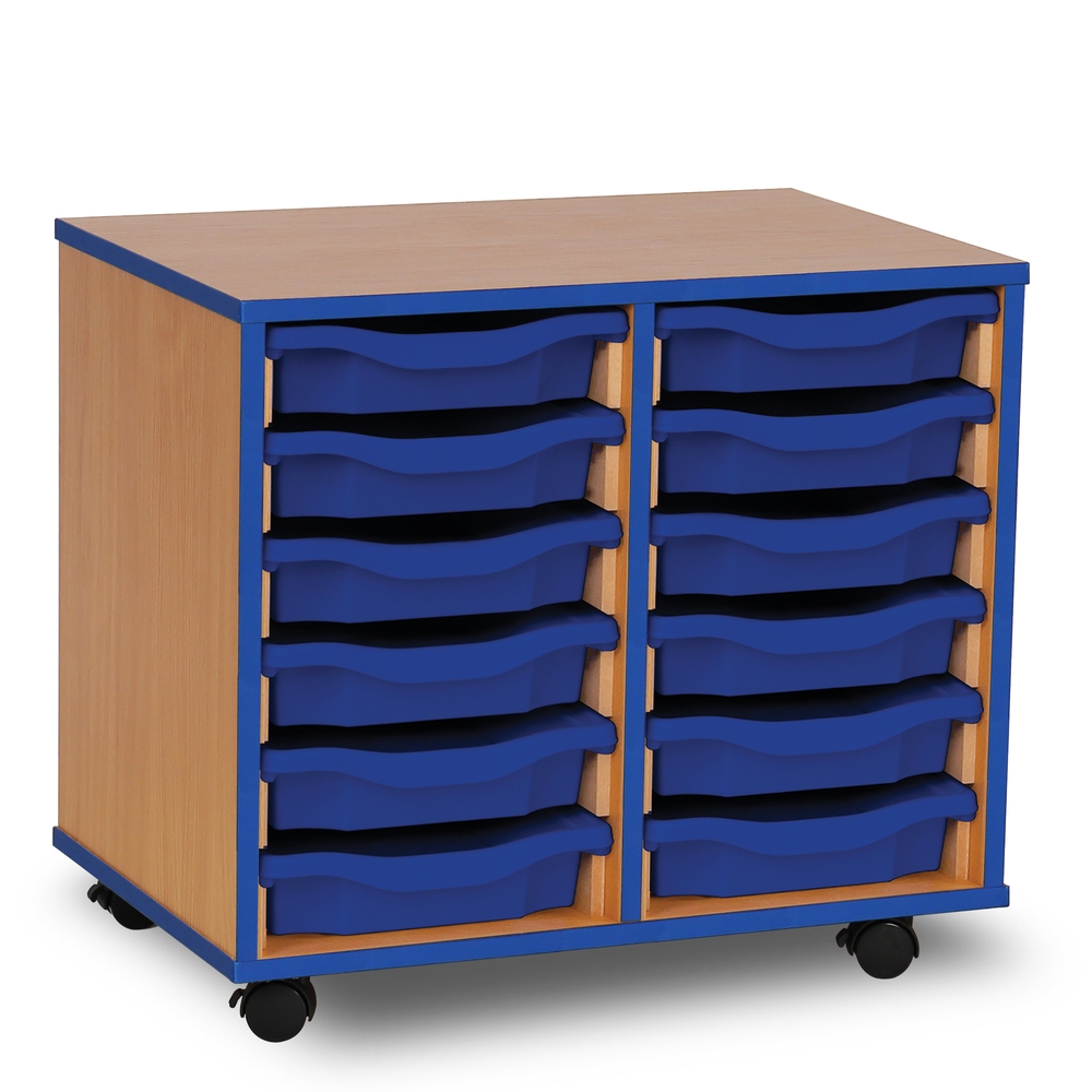 12 Shallow Tray Unit Beech Blue Trays