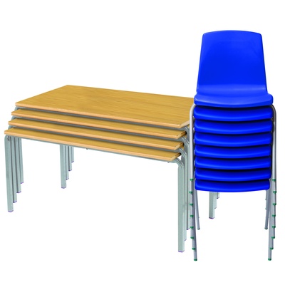 Set of 4 tables and 8 chairs ages 4-6 years Beech Green