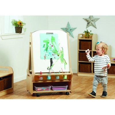 Double-Sided White Board Easel with Trolley